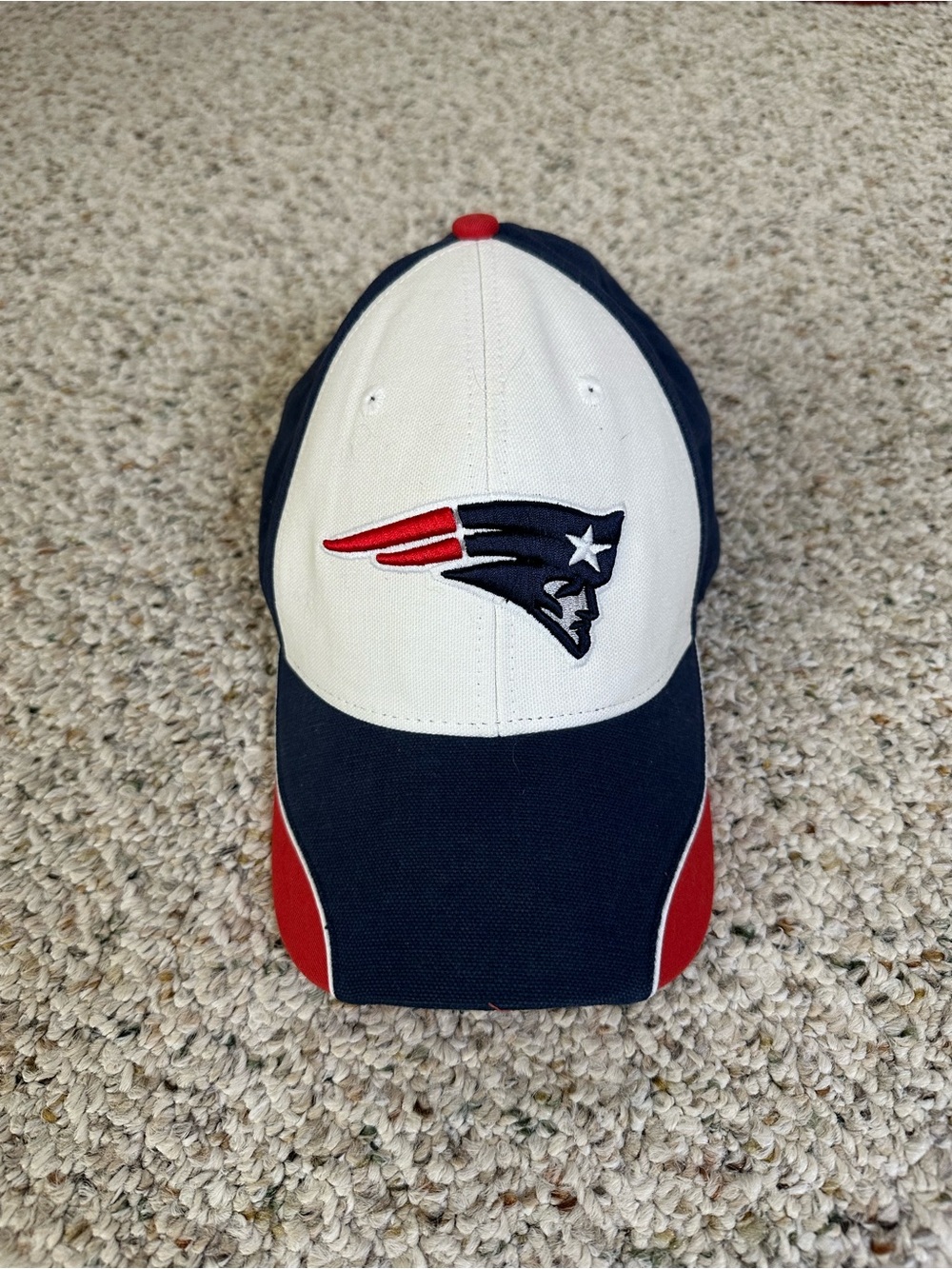 New England Patriots NFL Baseball Cap / Hat White & Navy Blue Red